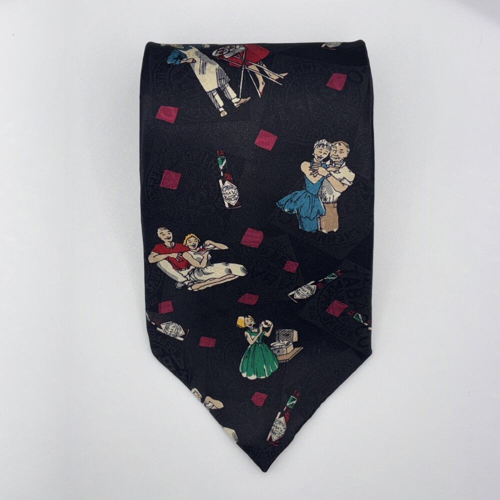 Tabasco Men’s Vintage Tie 100% Silk Couples Black 4”